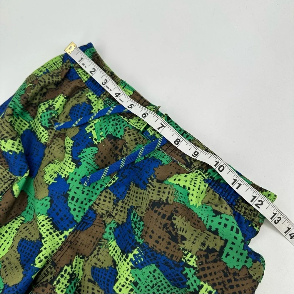 LL Bean Swim Trunks Boys Size 10 Mesh Liner Blue Green Print Beach Board Shorts